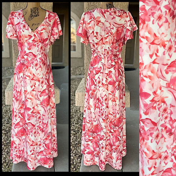 Petal and Pup Pink floral Ramsey Maxi Dress Size L - Picture 7 of 12